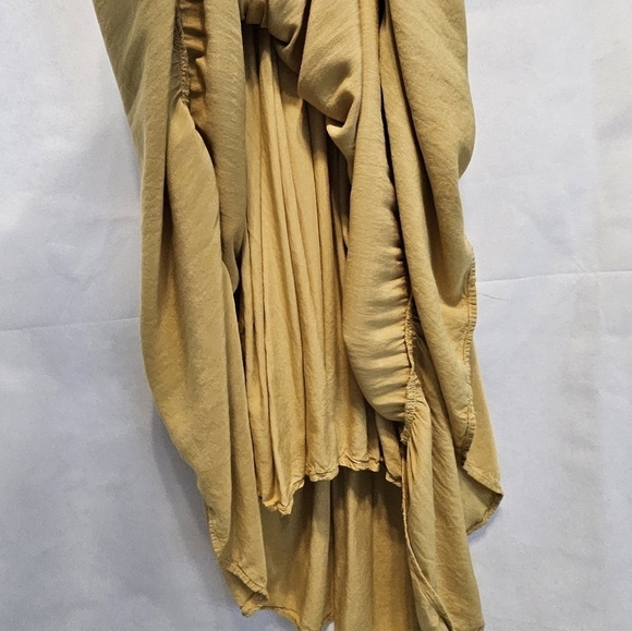 Wishlist Apparel Mustard Deep V-neck 100% Rayon Tiered Swing Maxi Dress Size S - Picture 12 of 14